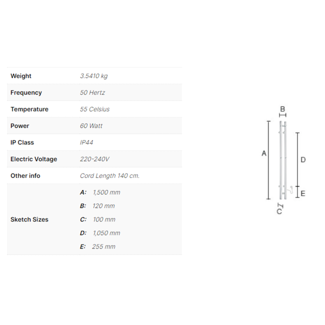 Smedbo Dry elektrische badkamerradiator Verticaal 2 RVS