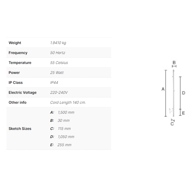 Smedbo Dry elektrische badkamerradiator Verticaal 1 RVS