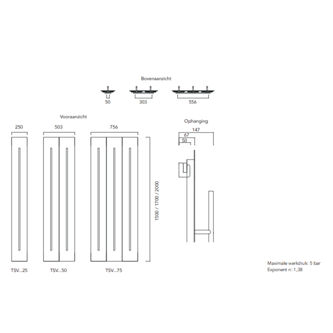 Showroommodel Instamat verticale designradiator Teso V wit