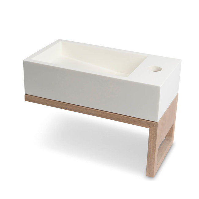 Luca fonteinset 35x18,5 cm met of zonder kraangat links of rechts te plaatsen wit