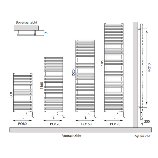 Instamat elektrische handdoekradiator Ponza