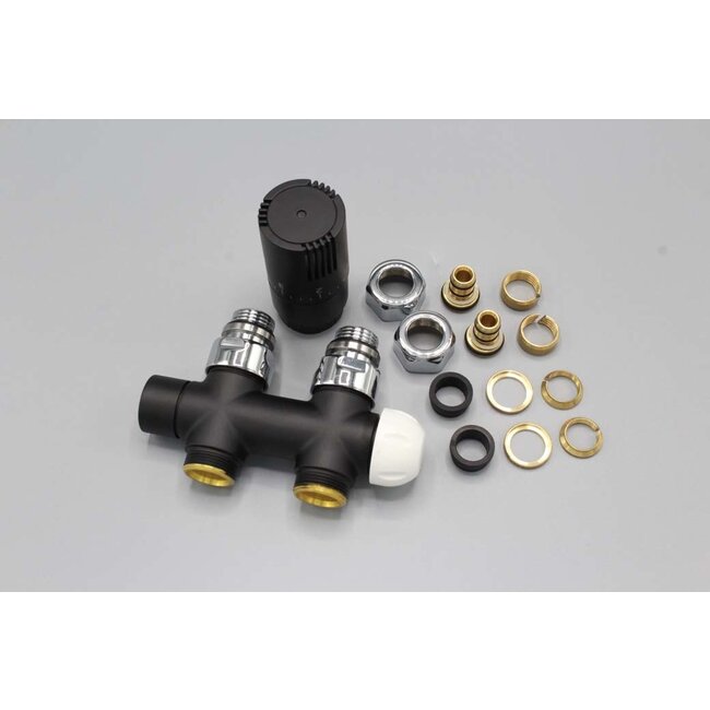 Instamat Twin Valve thermostatisch aansluitblok ½" chroom haaks