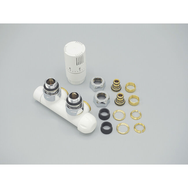 Instamat Twin Valve thermostatisch aansluitblok ½" chroom haaks