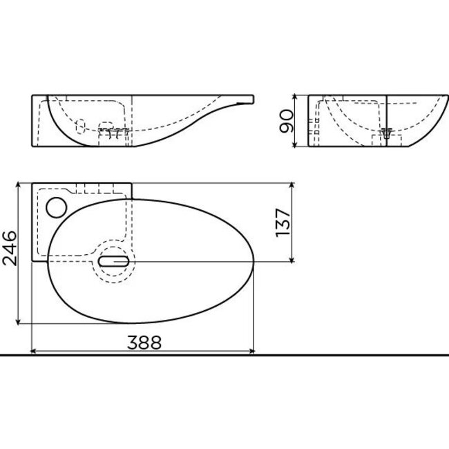 Clou First fonteinkom wit kraangat links incl. afvoerplug chroom