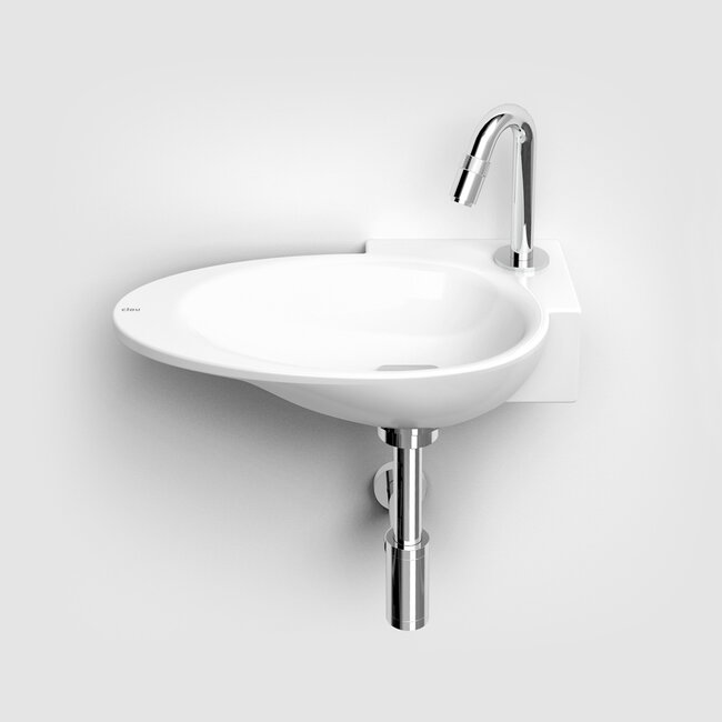 Clou First fonteinkom wit kraangat rechts incl. afvoerplug chroom