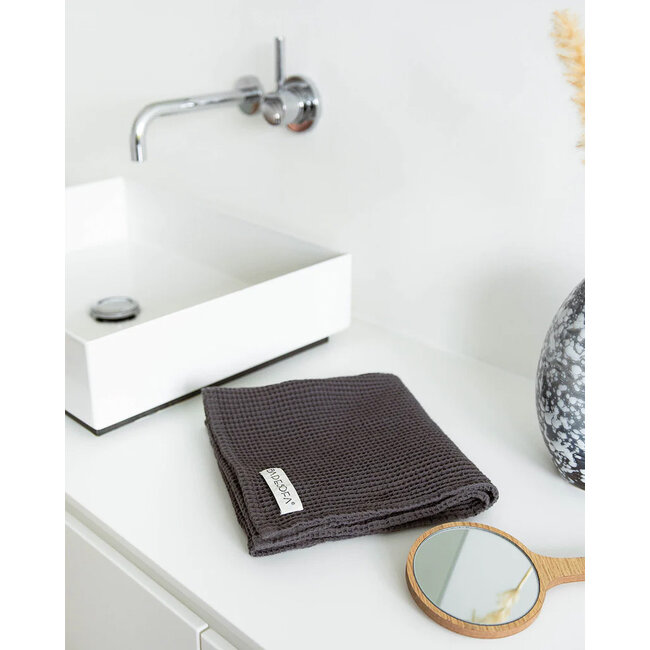Badesofa handdoek wafel piqué antraciet