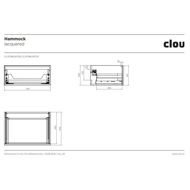Clou Hammock open kast in wit (mat)