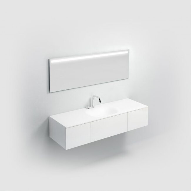 Clou Hammock aluite wastafelblad 1 waskom gecentreerd mat wit