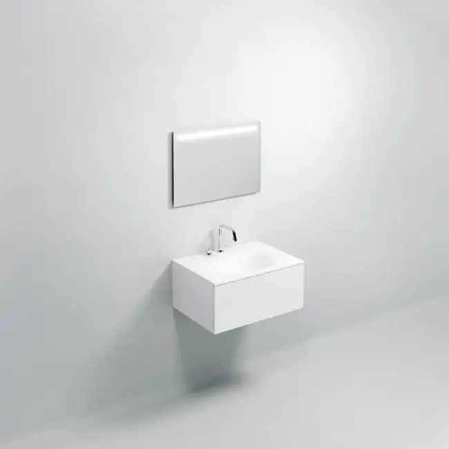 Clou Hammock aluite wastafelblad 1 waskom gecentreerd mat wit