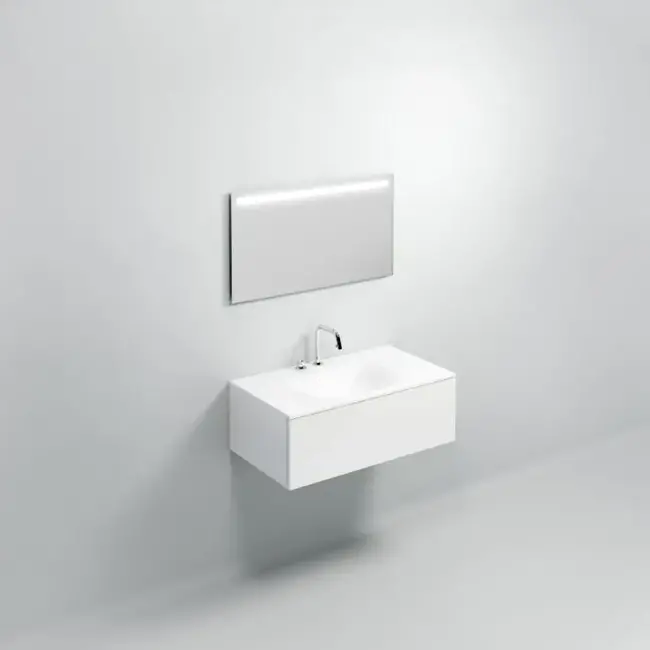 Clou Hammock aluite wastafelblad 1 waskom gecentreerd mat wit