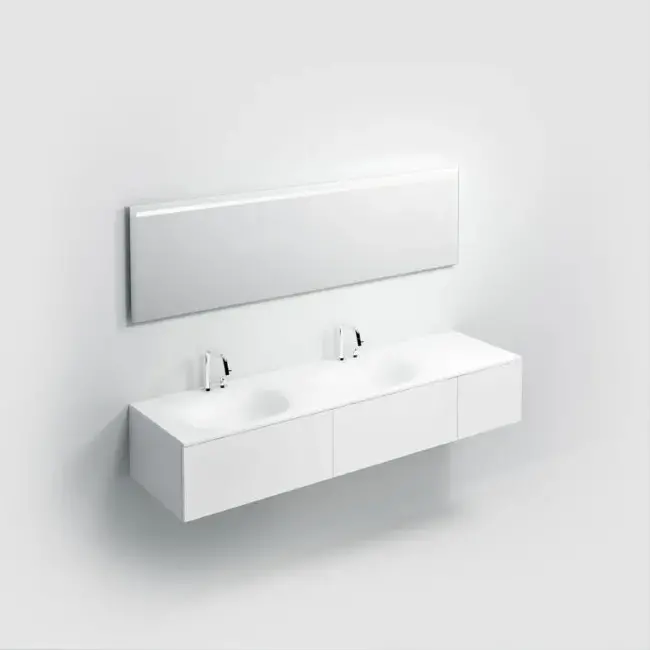 Clou Hammock aluite wastafelblad 2 waskommen links of rechts