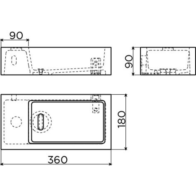 Clou Flush 3  composiet fontein links