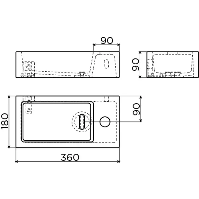 Clou Flush 3  keramiek fontein rechts
