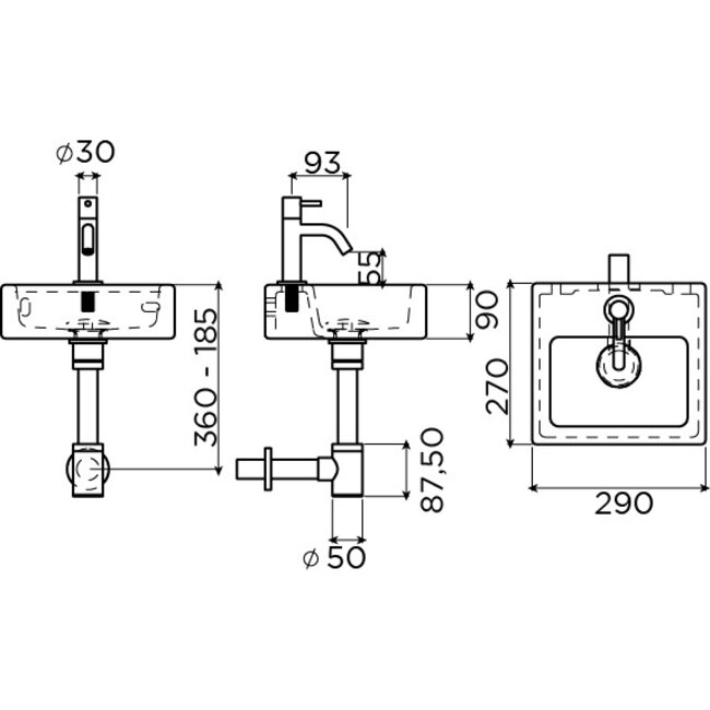 Clou InBe fonteinset 1 wit kraan chroom