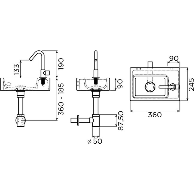 Clou InBe fonteinset 2 wit kraan chroom