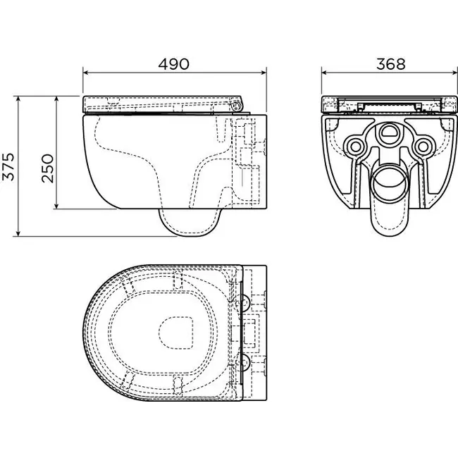 Clou Hammock compact wandcloset zonder spoelrand 49x37 cm