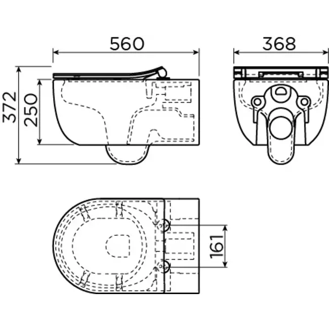 Clou Hammock wandcloset zonder spoelrand 56x37 cm