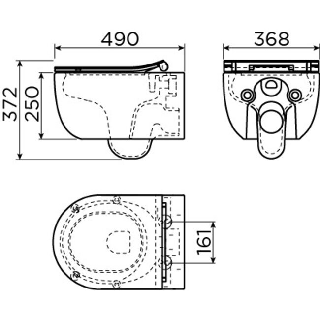Clou Hammock compact wandcloset zonder spoelrand 49x37 cm