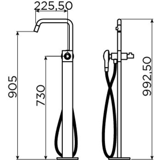 Clou Kaldur vrijstaande badkraan chroom