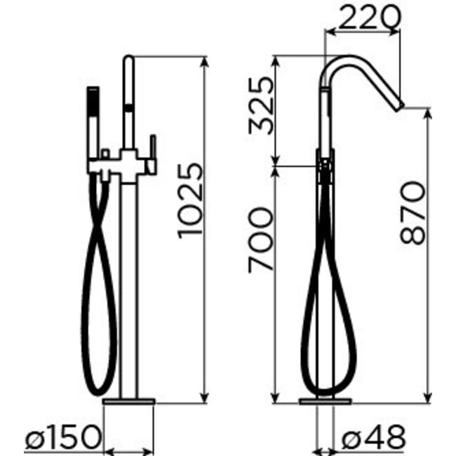 Clou Xo vrijstaande badkraan type 7 draaibare uitloop