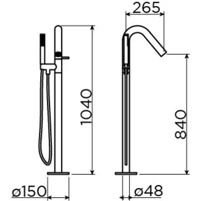 Clou Xo vrijstaande badkraan type 8 draaibare uitloop