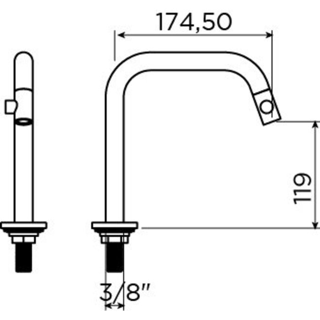 Clou Kaldur fonteinkraan lang links of rechts