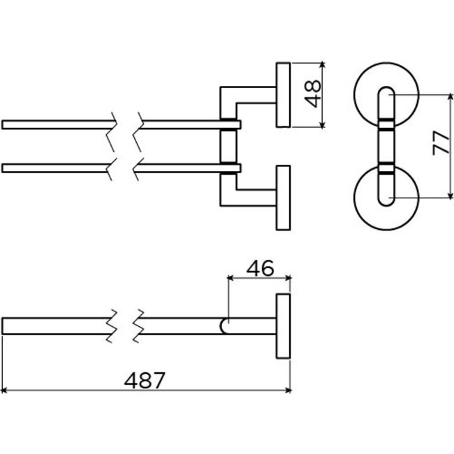 Clou Flat dubbel handdoekrek zwenkbaar
