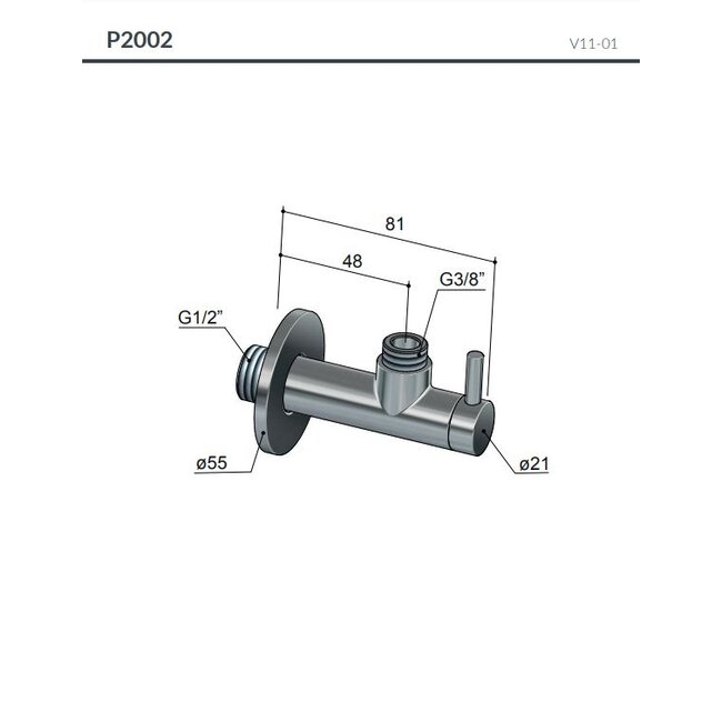 Hotbath Cobber P2002  hoekstopkraan PVD finish