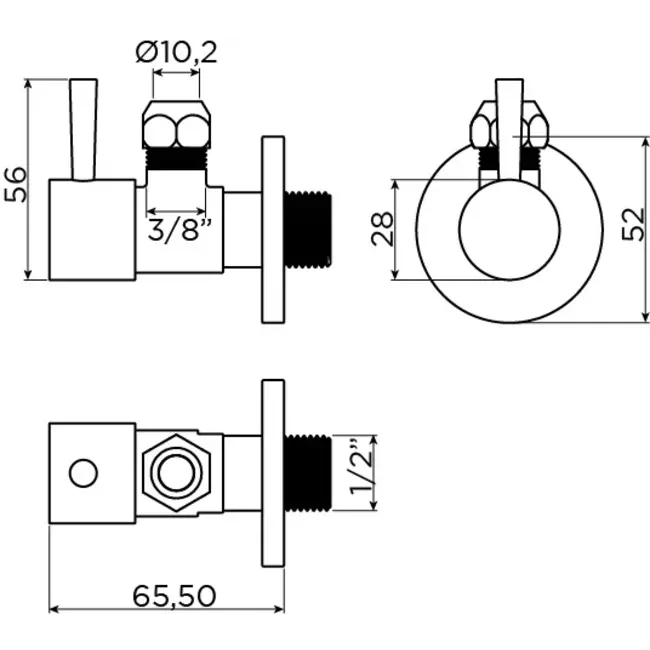 Clou InBe hoekstopkraan 3 kleuren