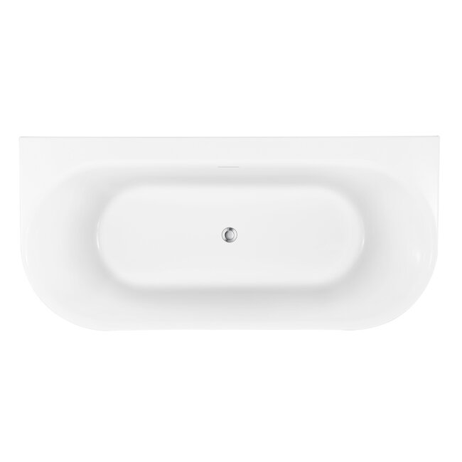 Luca Primo acryl rond half vrijstaand bad 170x80x60 cm wit inclusief klikwaste