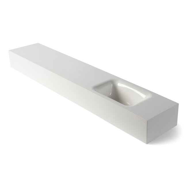Luca Mineral Stone fonteinplateau L+R 120x22x12 cm zonder kraangat wit glans