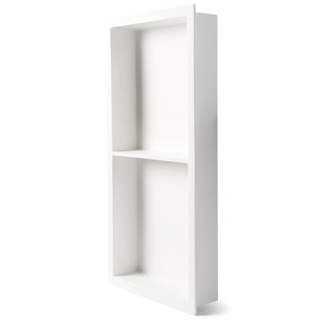 Luca 2-vaks inbouwnis 59,5x29,5x7 cm Solid Surface of Mineral Stone wit en antraciet