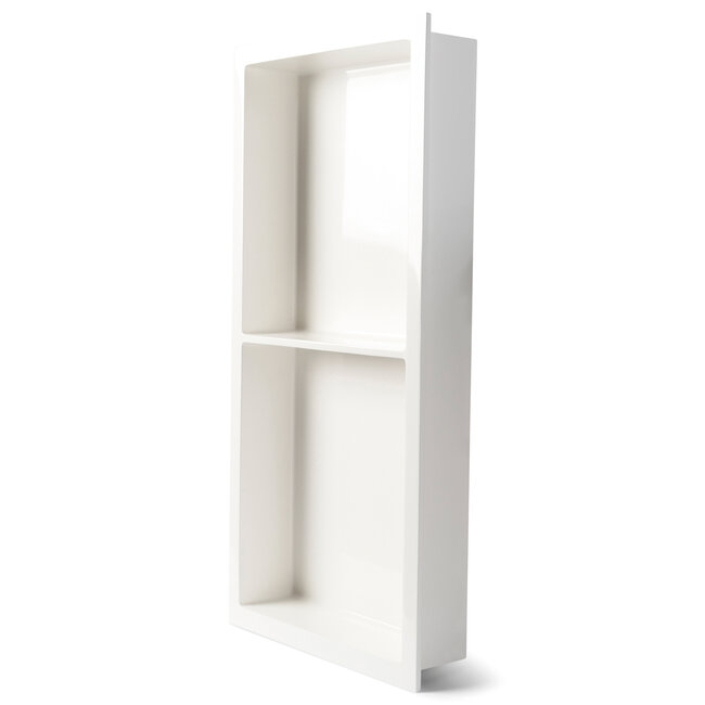 Luca 2-vaks inbouwnis 59,5x29,5x7 cm Solid Surface of Mineral Stone wit en antraciet
