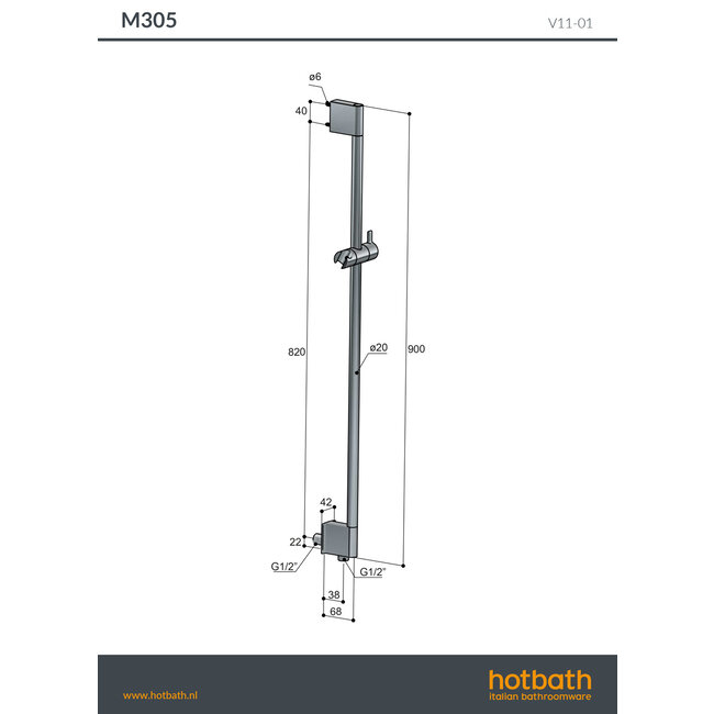 Hotbath Cobber IBS22 thermostatische douche inbouwset met pushbuttons in div. varianten