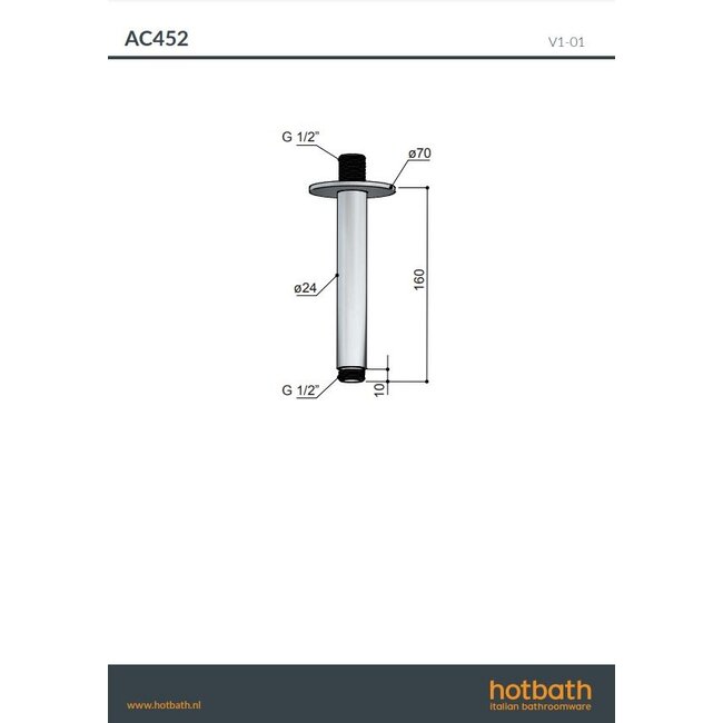 Hotbath Ace plafondbuis rond in 6 kleuren