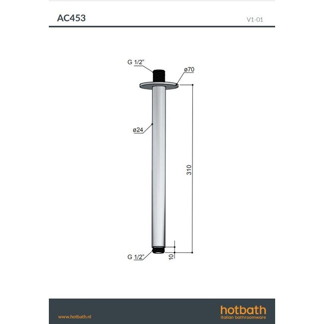 Hotbath Ace plafondbuis rond in 6 kleuren