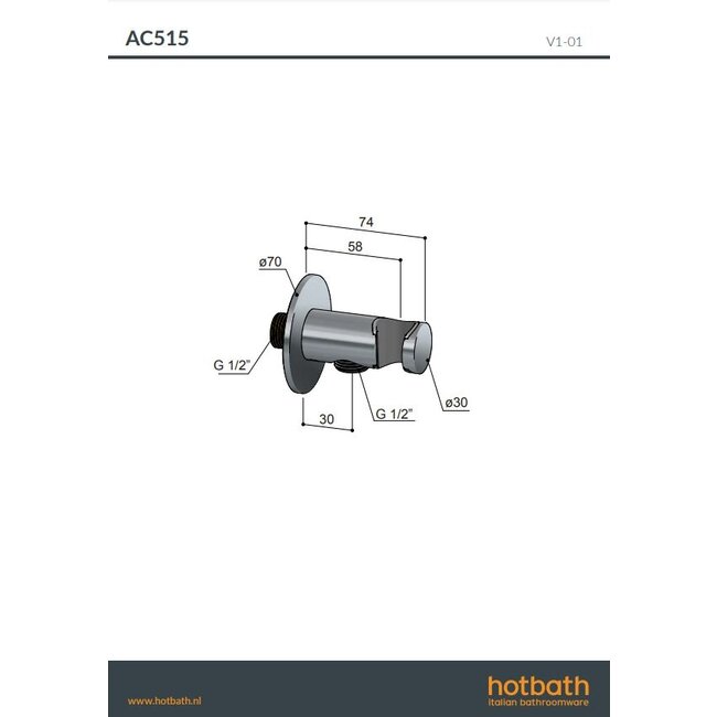 Hotbath Ace AC515 wandsteun met uitlaat