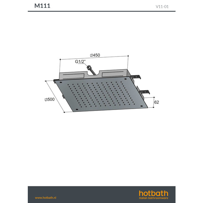 Hotbath Ace M111 inbouw hoofddouche 6 kleuren
