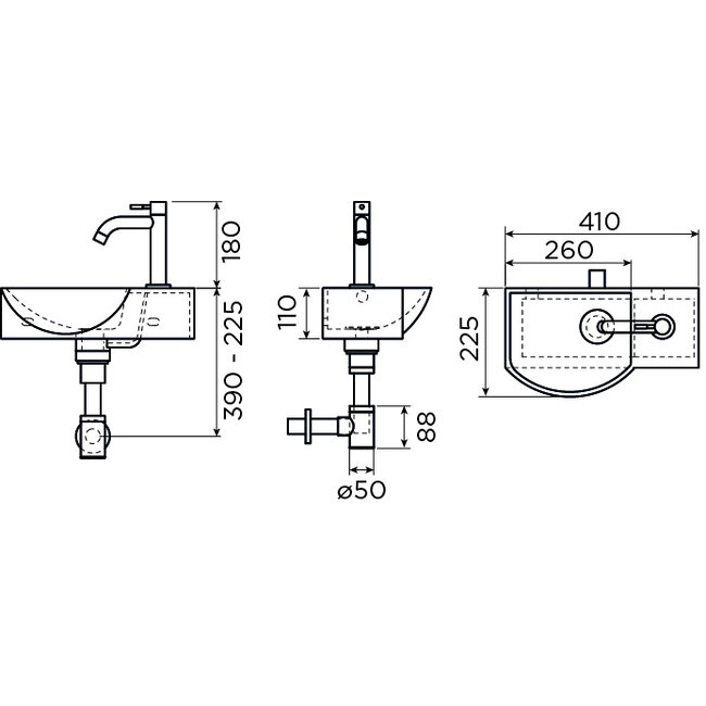 Clou InBe fonteinset 8 wit kraan chroom