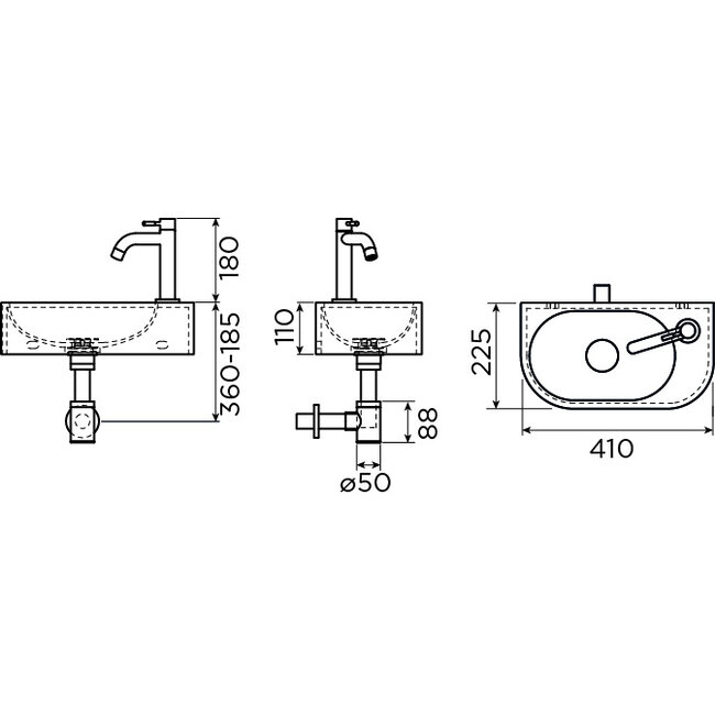 Clou InBe fonteinset 7 wit kraan zwart