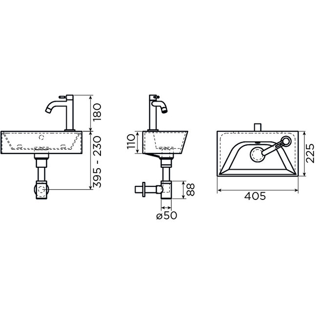 Clou InBe fonteinset 6 wit kraan zwart