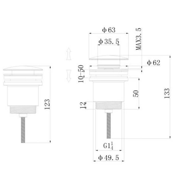 Regn 13000 pop-up wastafelplug 6 kleuren