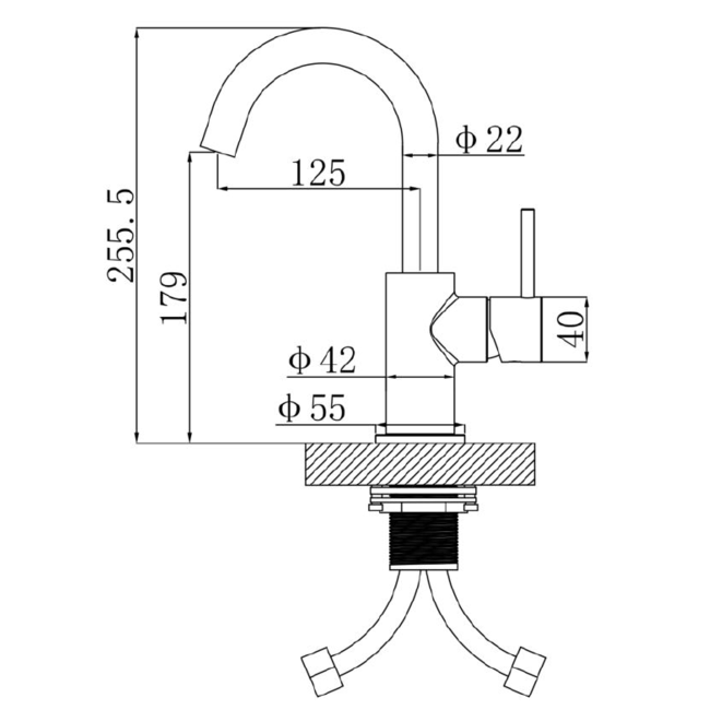 Regn 10003 wastafelkraan met gebogen uitloop 6 kleuren