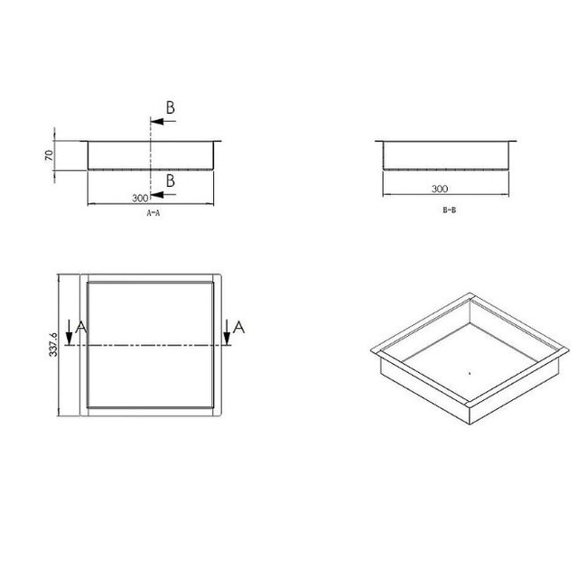 Regn 17007 inbouwnis 30x30x7 cm 3 kleuren