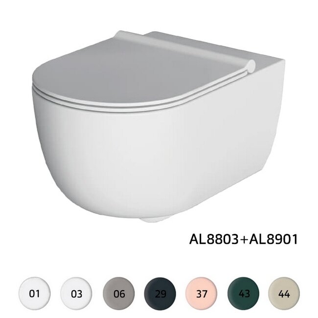 Xenz Gio wandcloset zonder spoelrand incl. toiletzitting diverse kleuren