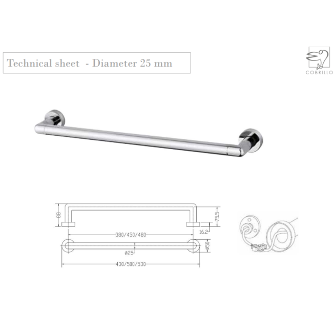 Cobrillo elektrische radiator Flute Bar 25 mm