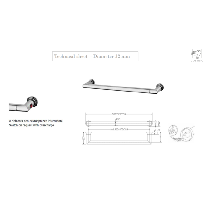 Cobrillo elektrische radiator Flute Bar 32mm