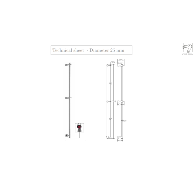 Cobrillo elektrische radiator Flute Rod 25 mm