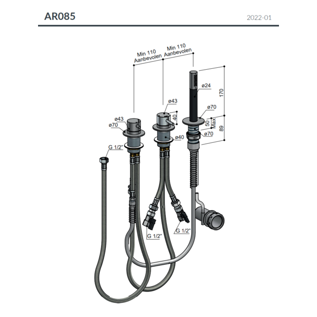 Hotbath Archie AR085 badrandcombinatie RVS
