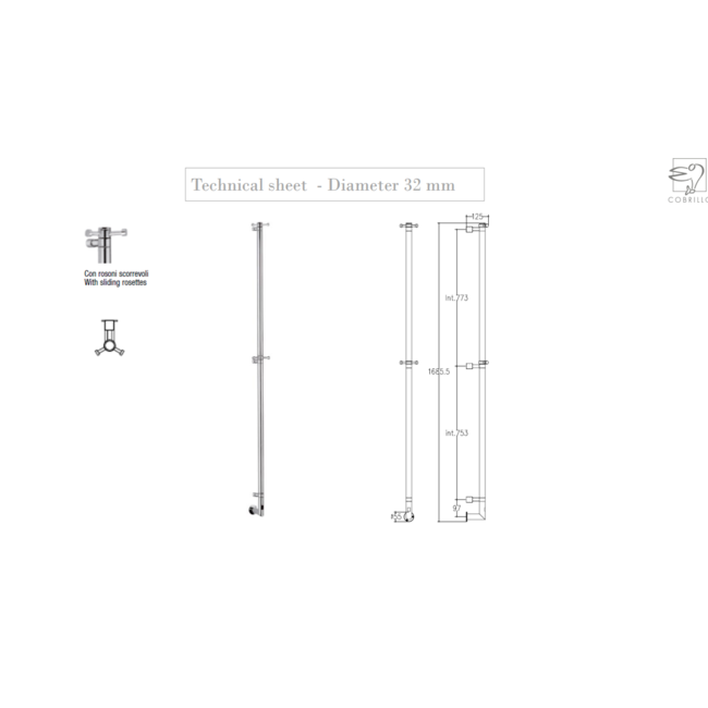 Cobrillo elektrische radiator Flute Rod 32 mm